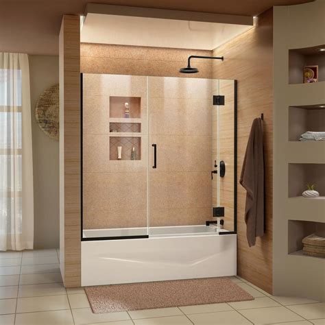 hinged frameless tub door|frameless sliding glass tub enclosures.